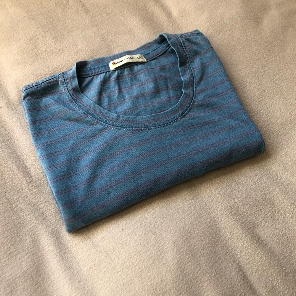 Marine Layer Indigo Stripe Pocket Tee Larger